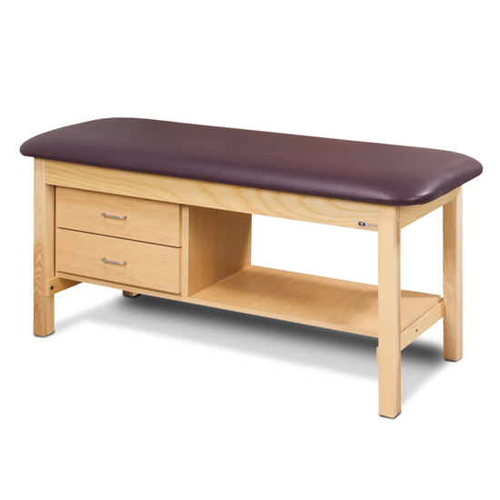 Clinton 1300 Flat Top Classic Series Treatment Table w/Shelf & Two Drawers Questions & Answers