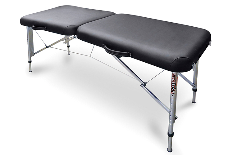 Can the height of the Hausmann 7650 portable exam table be adjusted?