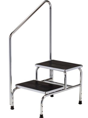 Clinton T-6850 Chrome Two-Step Stool with Handrail Questions & Answers