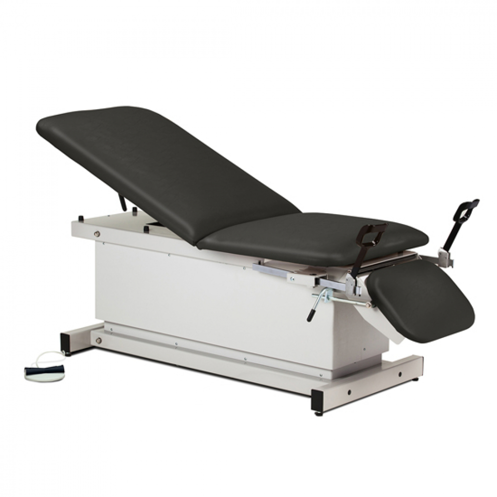 Are there drawers in the Clinton 81360 Shrouded, Power Table with Stirrups, Adjustable Backrest and Footrest?