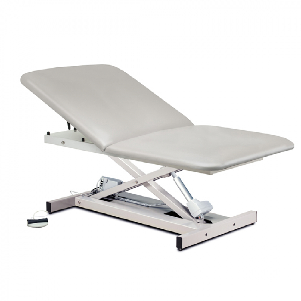 Can you specify the material used in the frame of the 84200 Bariatric Power Table?